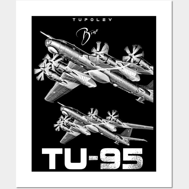 Tupolev TU-95 Heavy Russian Bomber Aircraft Wall Art by aeroloversclothing